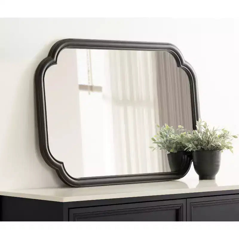 Miroir mural rectangulaire festonné 60x90 cm, Noir