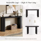 Console vintage avec garniture perlée et pieds incurvés réversibles – Noir / Marron