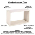 Console de canapé à cadre ouvert fabriquée à la main en bois de manguier blanc, 52 pouces
