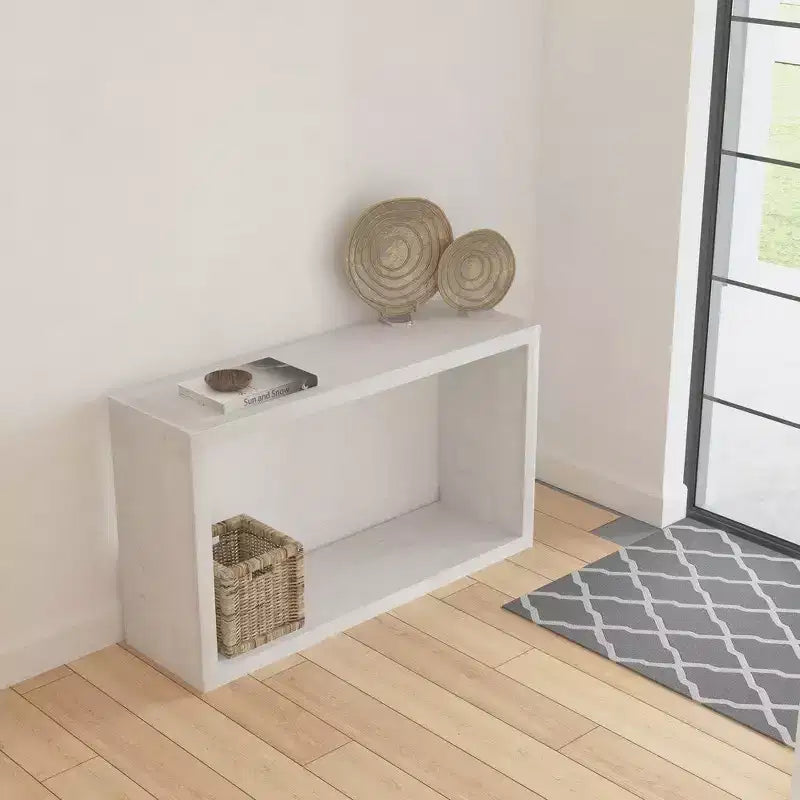 Console de canapé à cadre ouvert fabriquée à la main en bois de manguier blanc, 52 pouces
