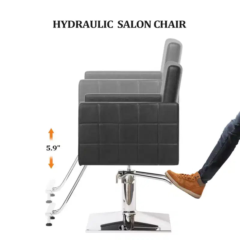 Fauteuil de salon hydraulique robuste à siège large (noir/marron/rose/blanc)