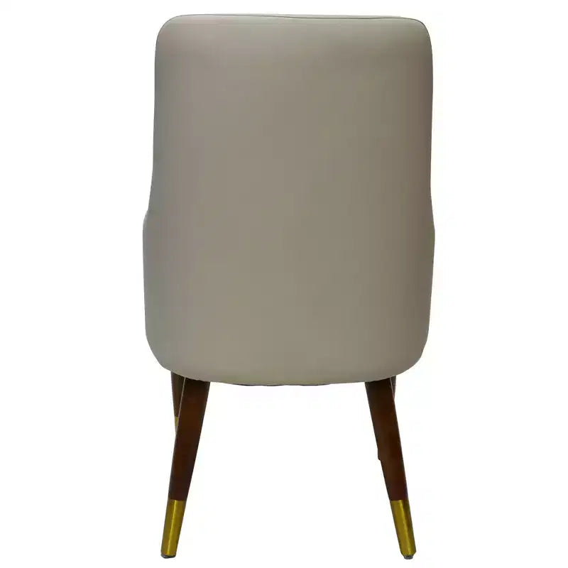 Fauteuil de salle à manger en cuir avec pieds en bois à accents dorés pour cuisine et intérieur modernes
