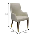 Fauteuil de salle à manger en cuir avec pieds en bois à accents dorés pour cuisine et intérieur modernes