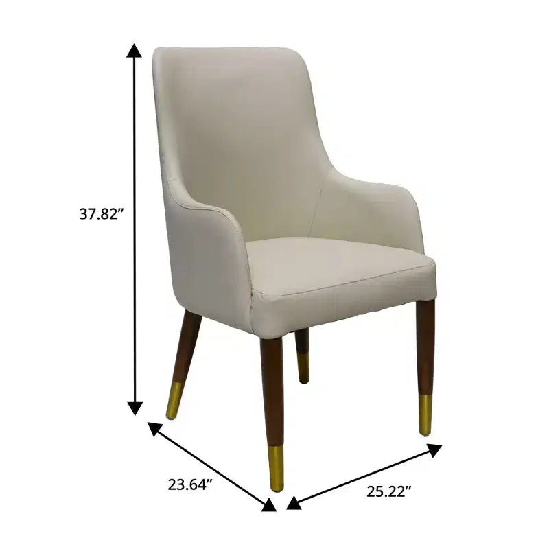 Fauteuil de salle à manger en cuir avec pieds en bois à accents dorés pour cuisine et intérieur modernes