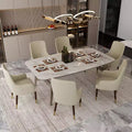 Fauteuil de salle à manger en cuir avec pieds en bois à accents dorés pour cuisine et intérieur modernes