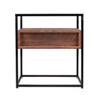 Table d'appoint à plateau en verre avec rangement - Noire