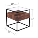 Table d'appoint à plateau en verre avec rangement - Noire