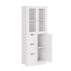 Meuble de salle de bain de 58 po de hauteur, 3 portes, 3 tiroirs, 4 niveaux avec montants, style moderne