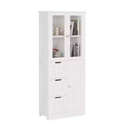 Meuble de salle de bain de 58 po de hauteur, 3 portes, 3 tiroirs, 4 niveaux avec montants, style moderne