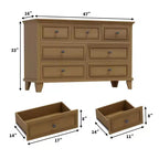 Commode à 7 tiroirs, chiffonnier en bois de 119 cm, Noir / Marron / Gris / Blanc