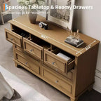 Commode à 7 tiroirs, chiffonnier en bois de 119 cm, Noir / Marron / Gris / Blanc