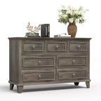 Commode à 7 tiroirs, chiffonnier en bois de 119 cm, Noir / Marron / Gris / Blanc