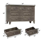 Commode à 7 tiroirs, chiffonnier en bois de 119 cm, Noir / Marron / Gris / Blanc