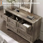 Commode à 7 tiroirs, chiffonnier en bois de 119 cm, Noir / Marron / Gris / Blanc
