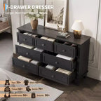 Commode à 7 tiroirs, chiffonnier en bois de 119 cm, Noir / Marron / Gris / Blanc