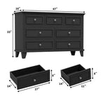 Commode à 7 tiroirs, chiffonnier en bois de 119 cm, Noir / Marron / Gris / Blanc