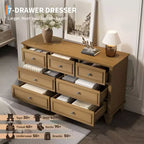 Commode à 7 tiroirs, chiffonnier en bois de 119 cm, Noir / Marron / Gris / Blanc