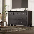 Dresser for Bedroom, 7 Drawer Dresser, Wooden Chest of Drawers with Deep Drawers, 47 Long Dressers TV Stand, Modern Dressers Organizer