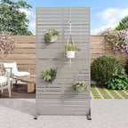 MAYEERTY 72*35in Metal Outdoor Patio Privacy Screen Freestanding Room Divider Partition for Indoor, Gray
