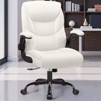 KERDOM Office Chair Computer Desk Chair, PU Leather Swivel Executive Task Chair with Adjustable Height, White