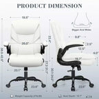 Chaise de bureau pivotante en similicuir, hauteur réglable, blanc