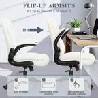 Chaise de bureau pivotante en similicuir, hauteur réglable, blanc