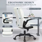 Chaise de bureau pivotante en similicuir, hauteur réglable, blanc