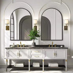 PexFix 36 x 24 Black Modern Wall Mirror Aluminum Alloy Thin-Frame Arched Two-way Bathroom Hanging Mirror For Over Sink Entryway Bedroom Vanity