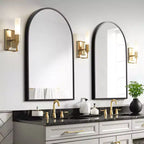 Miroir mural arqué moderne noir 36 x 24, Cadre fin en alliage d'aluminium, Miroir de salle de bain à suspendre au-dessus de l'évier, Pour entrée, chambre, coiffeuse