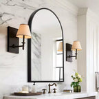 Miroir mural arqué moderne noir 36 x 24, Cadre fin en alliage d'aluminium, Miroir de salle de bain à suspendre au-dessus de l'évier, Pour entrée, chambre, coiffeuse