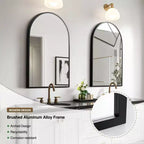 Miroir mural arqué moderne noir 36 x 24, Cadre fin en alliage d'aluminium, Miroir de salle de bain à suspendre au-dessus de l'évier, Pour entrée, chambre, coiffeuse