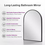 Miroir mural arqué moderne noir 36 x 24, Cadre fin en alliage d'aluminium, Miroir de salle de bain à suspendre au-dessus de l'évier, Pour entrée, chambre, coiffeuse