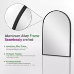 Miroir mural arqué moderne noir 36 x 24, Cadre fin en alliage d'aluminium, Miroir de salle de bain à suspendre au-dessus de l'évier, Pour entrée, chambre, coiffeuse