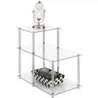 Table d'appoint en verre à marches, table d'appoint moderne à 3 niveaux avec étagères en verre trempé pour l'affichage et le rangement