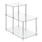 Table d'appoint en verre à marches, table d'appoint moderne à 3 niveaux avec étagères en verre trempé pour l'affichage et le rangement