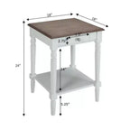 Table d'appoint avec tiroir et étagère, Table de chevet traditionnelle avec tiroir de rangement et étagère ouverte pour salon