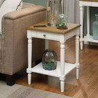 Table d'appoint avec tiroir et étagère, Table de chevet traditionnelle avec tiroir de rangement et étagère ouverte pour salon
