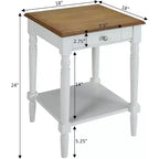 Table d'appoint avec tiroir et étagère, Table de chevet traditionnelle avec tiroir de rangement et étagère ouverte pour salon