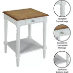 Table d'appoint avec tiroir et étagère, Table de chevet traditionnelle avec tiroir de rangement et étagère ouverte pour salon