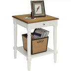 Table d'appoint avec tiroir et étagère, Table de chevet traditionnelle avec tiroir de rangement et étagère ouverte pour salon