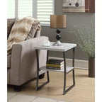 HomeStock Belmont Contemporary End Table with Powder Coated Metal Frame, Sturdy Bottom Shelf and Stylish Minimalist Modern Look
