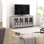 Meuble TV large 4 portes – Chêne gris poussiéreux