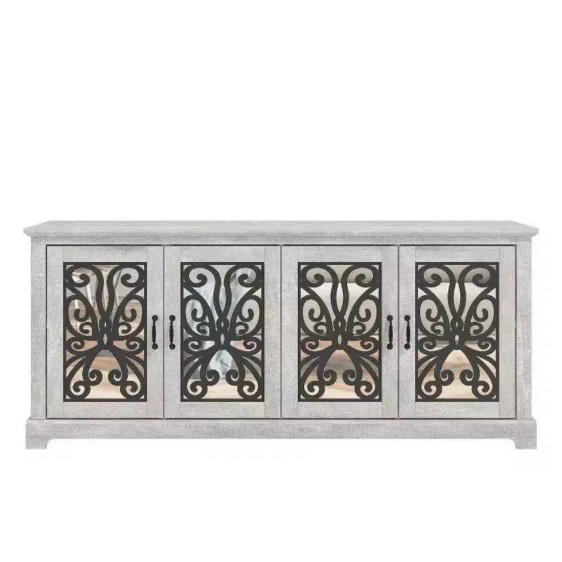 Meuble TV large 4 portes – Chêne gris poussiéreux