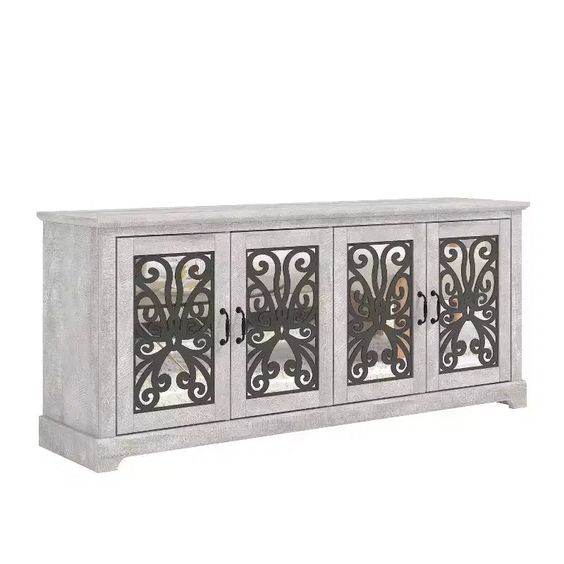 Meuble TV large 4 portes – Chêne gris poussiéreux