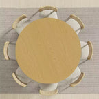 Table de salle à manger ronde en bois massif de 60" - Table de cuisine pour 6 à 8 personnes avec plateau et base conique texturée pour salon/salle à manger