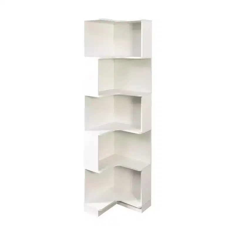 Étagère d'angle, étagère de rangement à 5 niveaux avec chicane, organisateur de rangement autoportant en forme de L pour salon, bureau