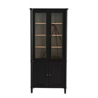 Bibliothèque Mid-Century, Étagère de rangement avec tablettes épaisses, 5 niveaux et 4 portes, Bibliothèque de présentation de style rustique pour salon, bureau