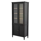 Bibliothèque Mid-Century, Étagère de rangement avec tablettes épaisses, 5 niveaux et 4 portes, Bibliothèque de présentation de style rustique pour salon, bureau