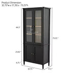 Bibliothèque Mid-Century, Étagère de rangement avec tablettes épaisses, 5 niveaux et 4 portes, Bibliothèque de présentation de style rustique pour salon, bureau