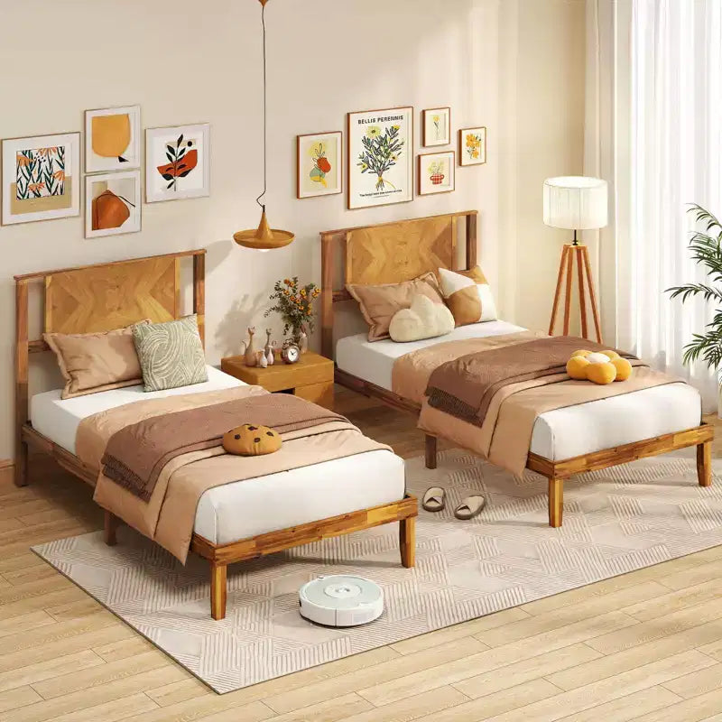Cadre de lit double/grand lit/très grand lit avec tête de lit Espace sous le lit Pas besoin de sommier